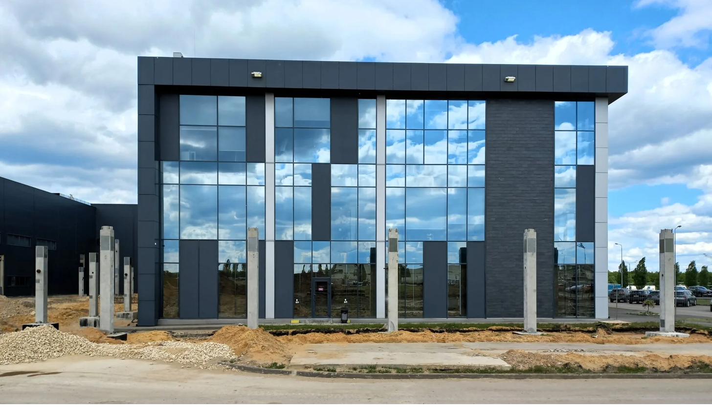 Промышленное фасадное остекление